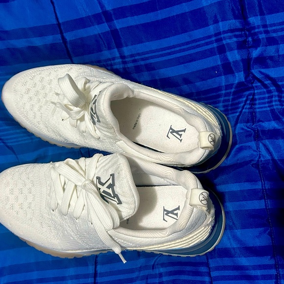 Louis Vuitton White Knit Fabric VNR Lace Up Sneakers Size 8 - Picture 4 of 7